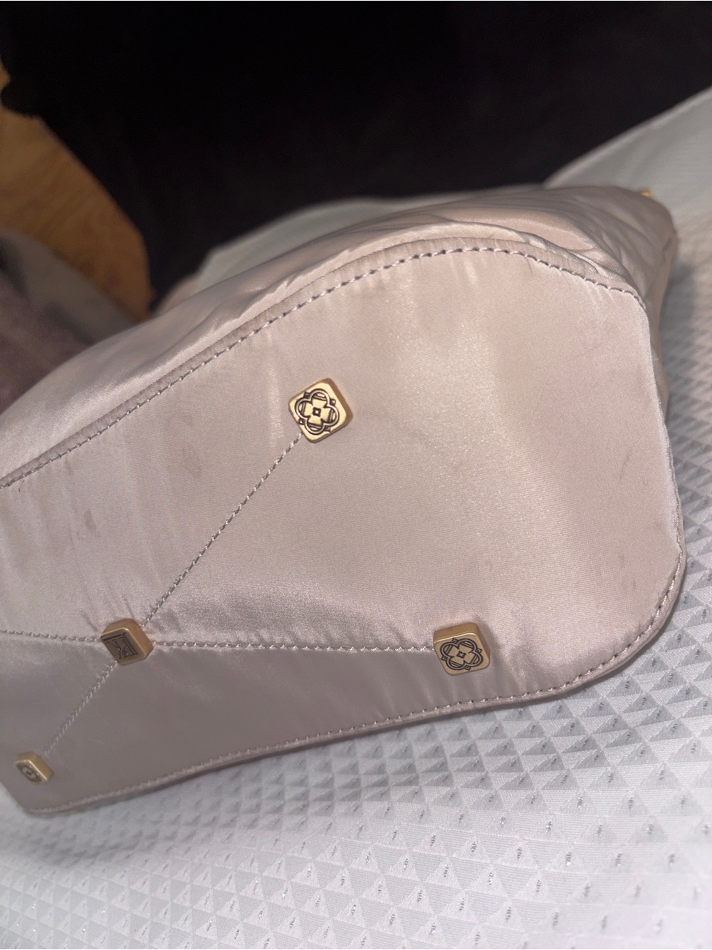 Chic Neutral Tote Bag with Gold Accents